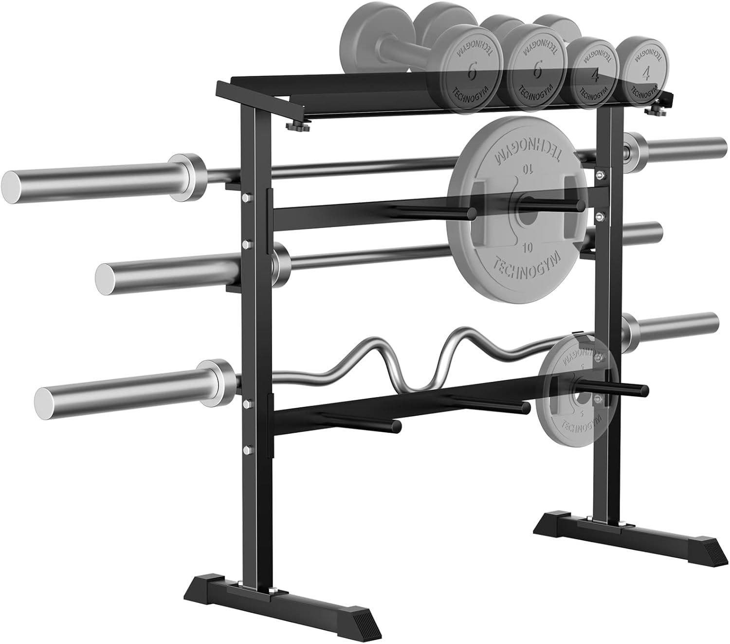 Home Gym Designs - ชั้นวางเก็บน้ำหนักสำหรับฝึกความแข็งแรงที่บ้าน - วัสดุโลหะ สีดำ ดีไซน์กะทัดรัด