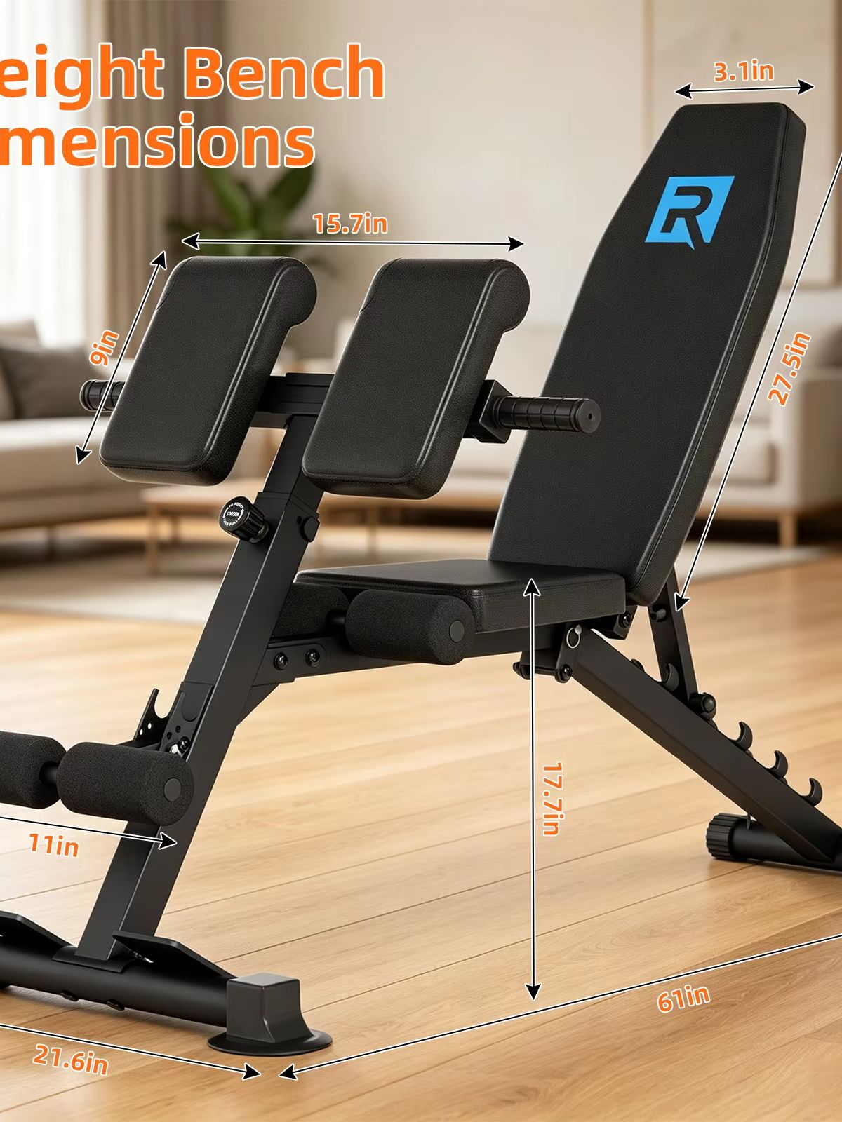 Home Gym Designs - ม้านั่งออกกำลังกายแบบปรับน้ำหนักได้ ขนาดกะทัดรัด แข็งแรงทนทาน รองรับน้ำหนักผู้ใช้ได้ถึง 330 ปอนด์