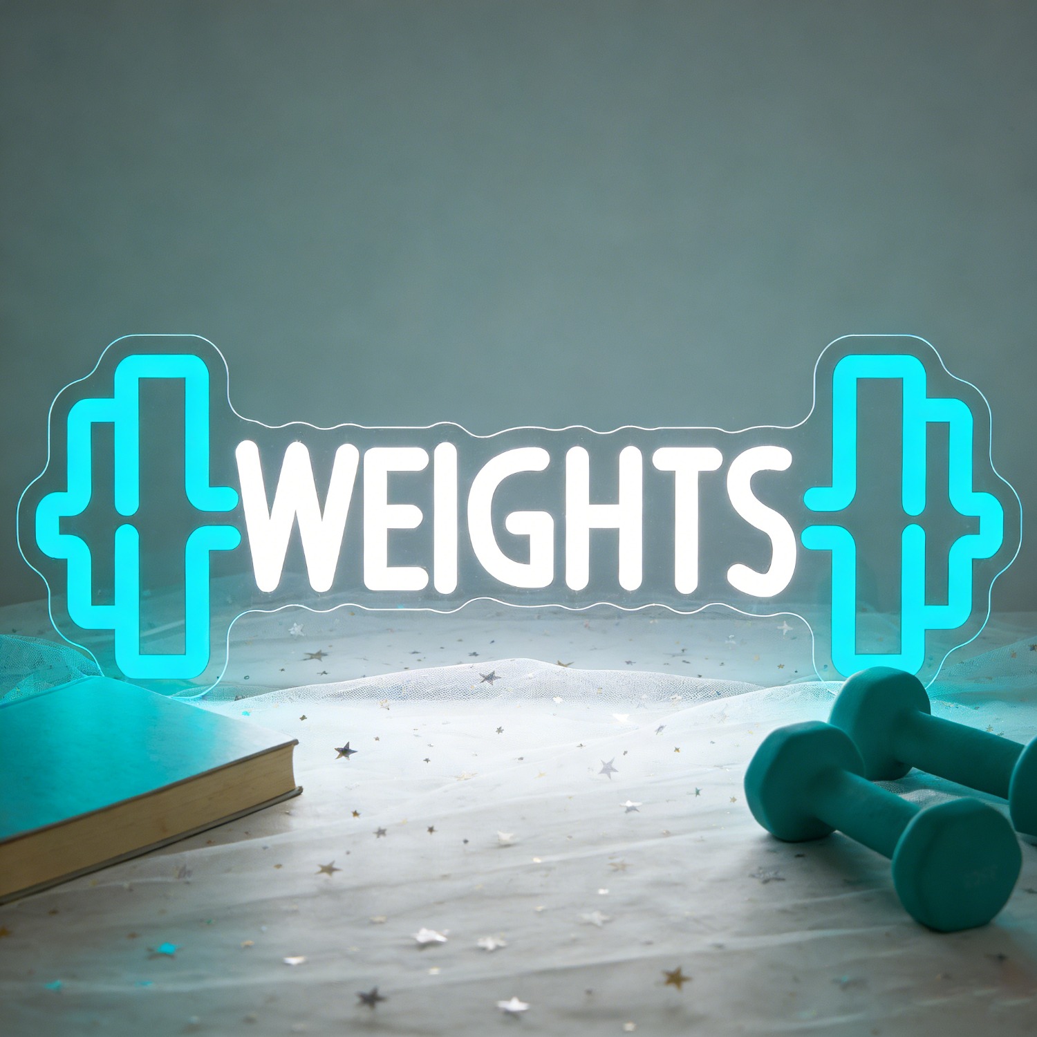 Home Gym Neon Sign - ป้ายไฟนีออนรูปดัมเบล LED สำหรับยิม ฟิตเนส เพาะกาย ใช้