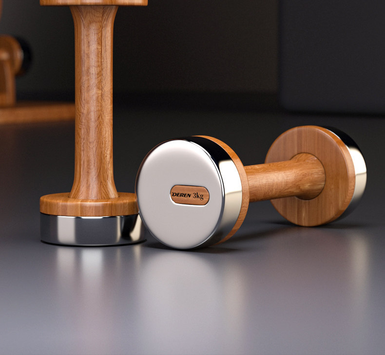 Home Gym Designs - ชุดดัมเบลปรับน้ำหนักได้ ไม้และเหล็ก สำหรับยิมที่บ้าน อุปกรณ์ฝึกความแข็งแรงสำหรับผู้ชายและผู้หญิง ดีไซน์กะทัดรัด จัดเก็บง่าย