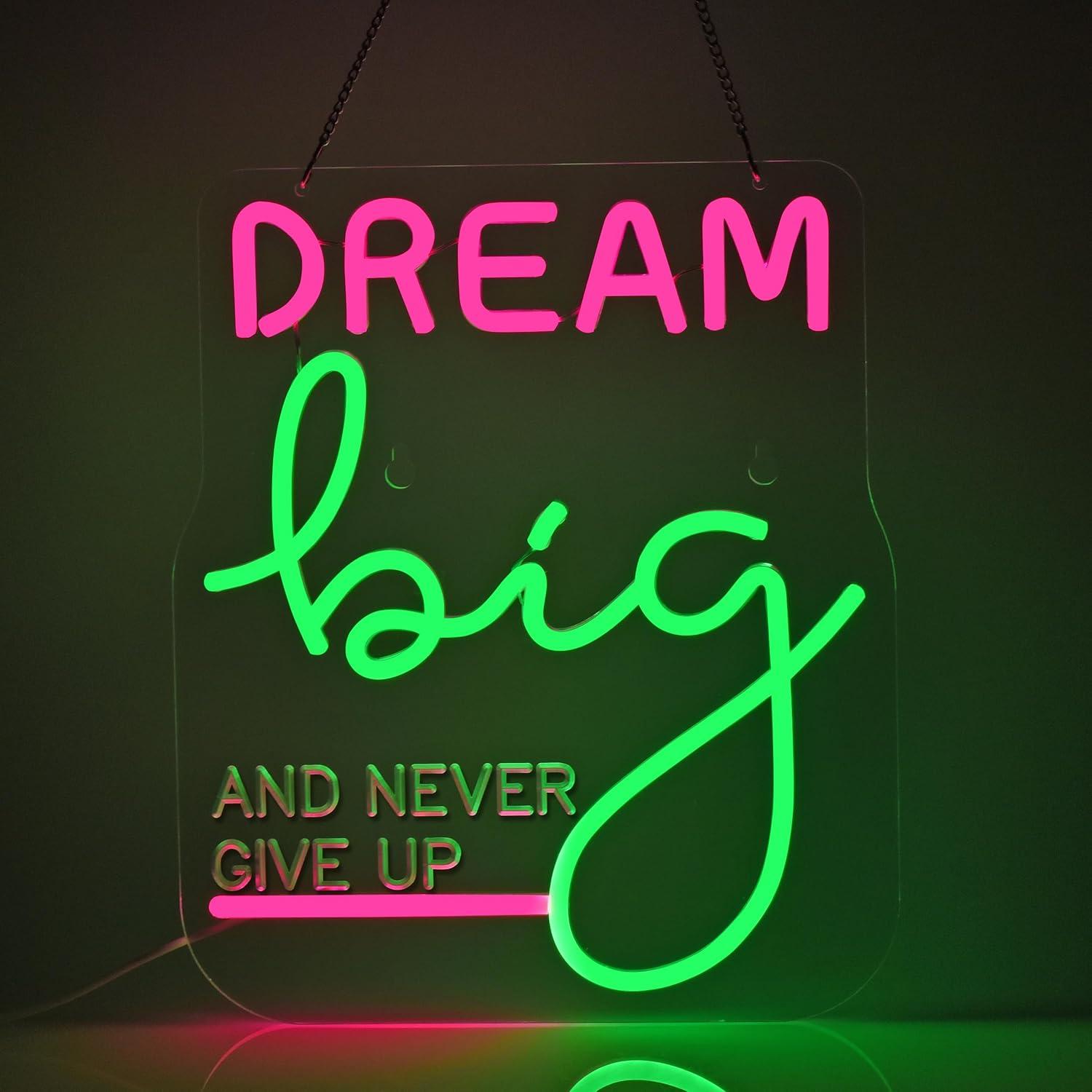Home Gym Neon Sign - ป้ายไฟนีออน Dream Big พร้อมไฟ LED ปรับความสว่างได้ผ่าน