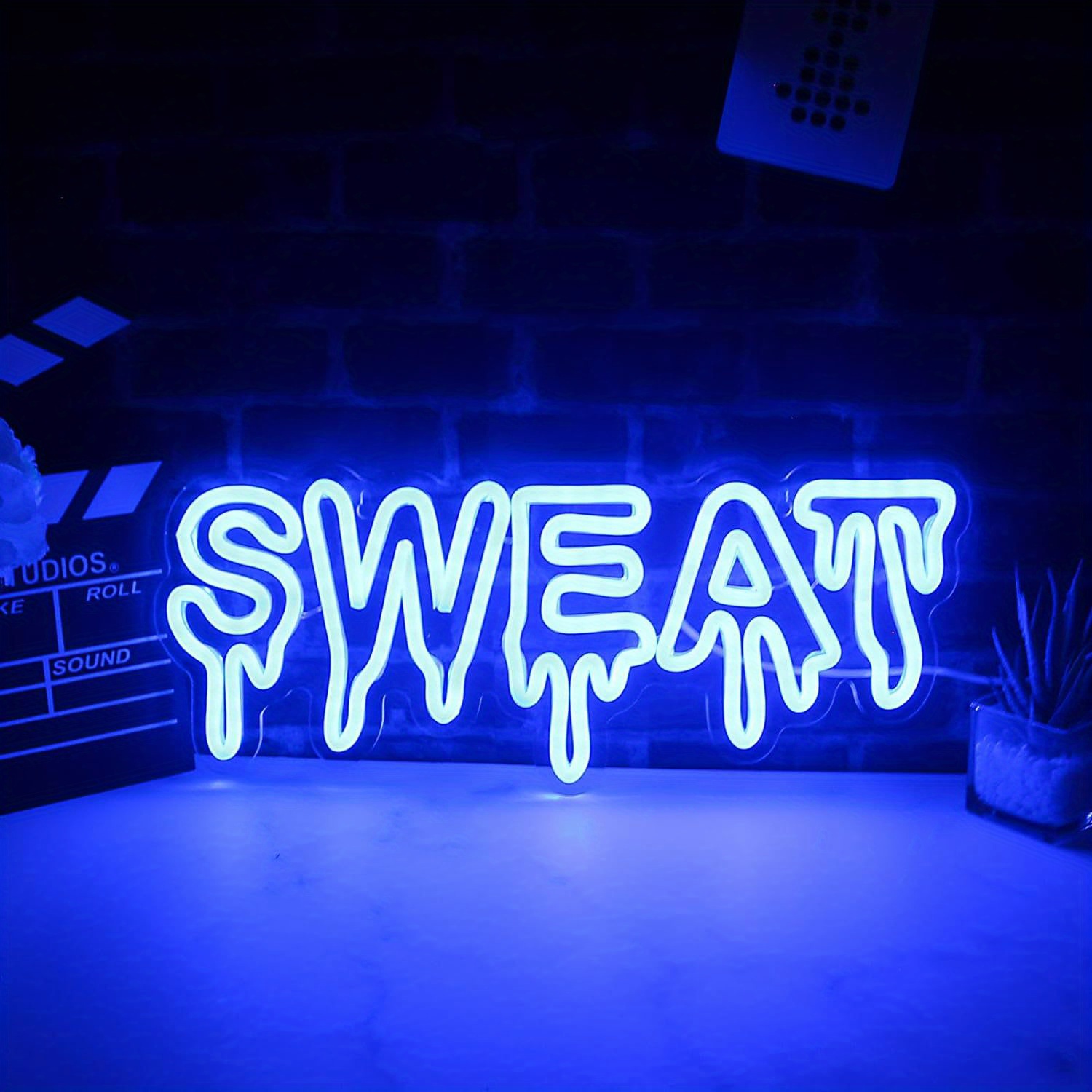 ป้ายไฟนีออน LED สีฟ้ารูปหยดน้ำ - Home Gym Neon Sign บทวิจารณ์และราคา