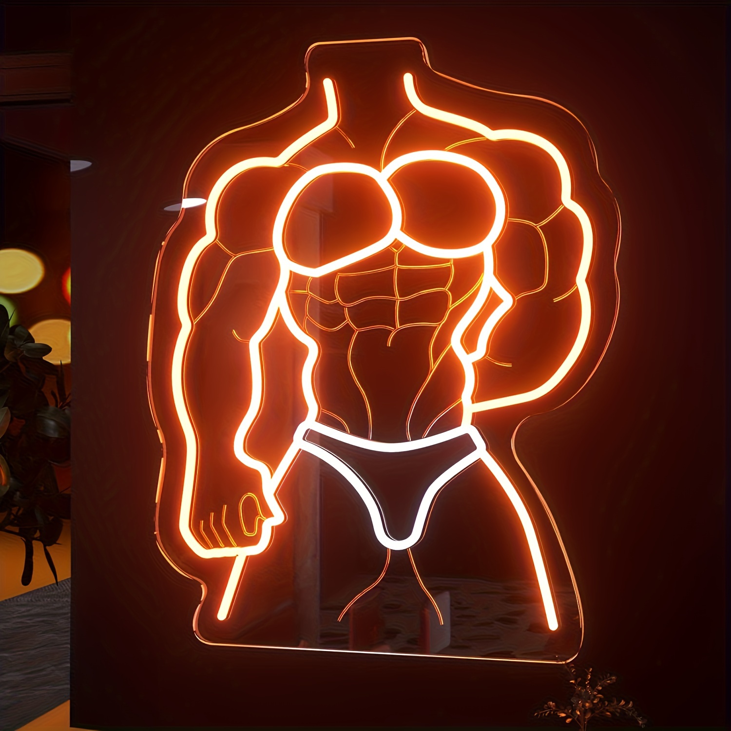 ป้ายไฟนีออนรูปคนกล้ามเนื้อ สีส - Home Gym Neon Sign บทวิจารณ์และราคา