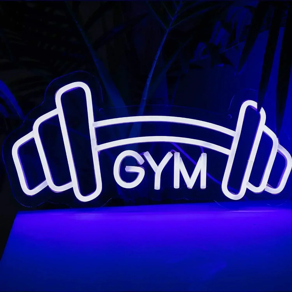 Barbell GYM Neon Sign Blue Dum - Home Gym Neon Sign บทวิจารณ์และราคา