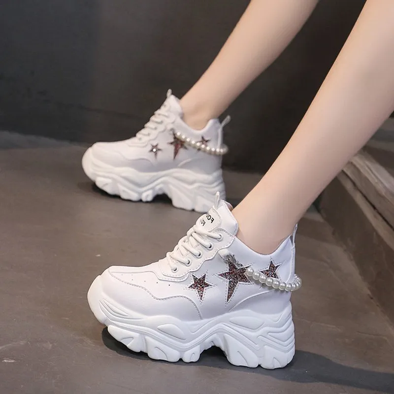 รองเท้าผ้าใบแฟชั่นผู้หญิงทรงสู - Home Gym Women บทวิจารณ์และราคา