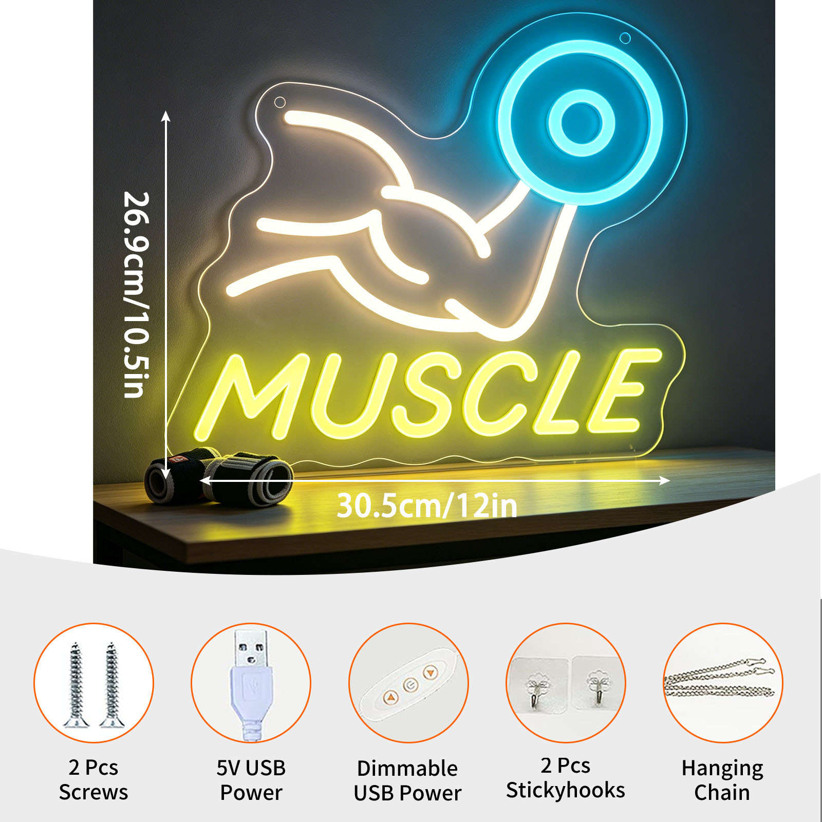 ป้ายไฟนีออนรูปกล้ามเนื้อ LED U - Home Gym Neon Sign บทวิจารณ์และราคา