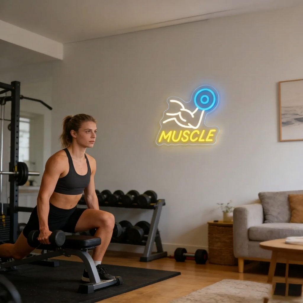 ป้ายไฟนีออนรูปกล้ามเนื้อ LED U - Home Gym Neon Sign บทวิจารณ์และราคา