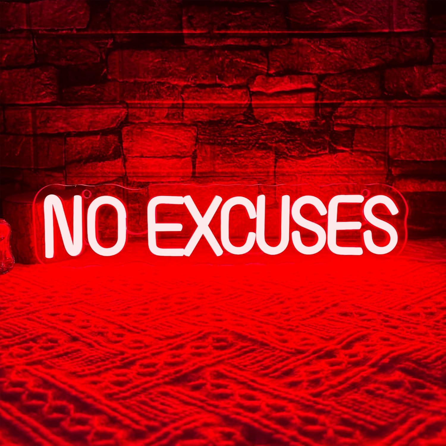 ป้ายไฟนีออน No Excuses พร้อมไฟ - Home Gym Neon Sign บทวิจารณ์และราคา