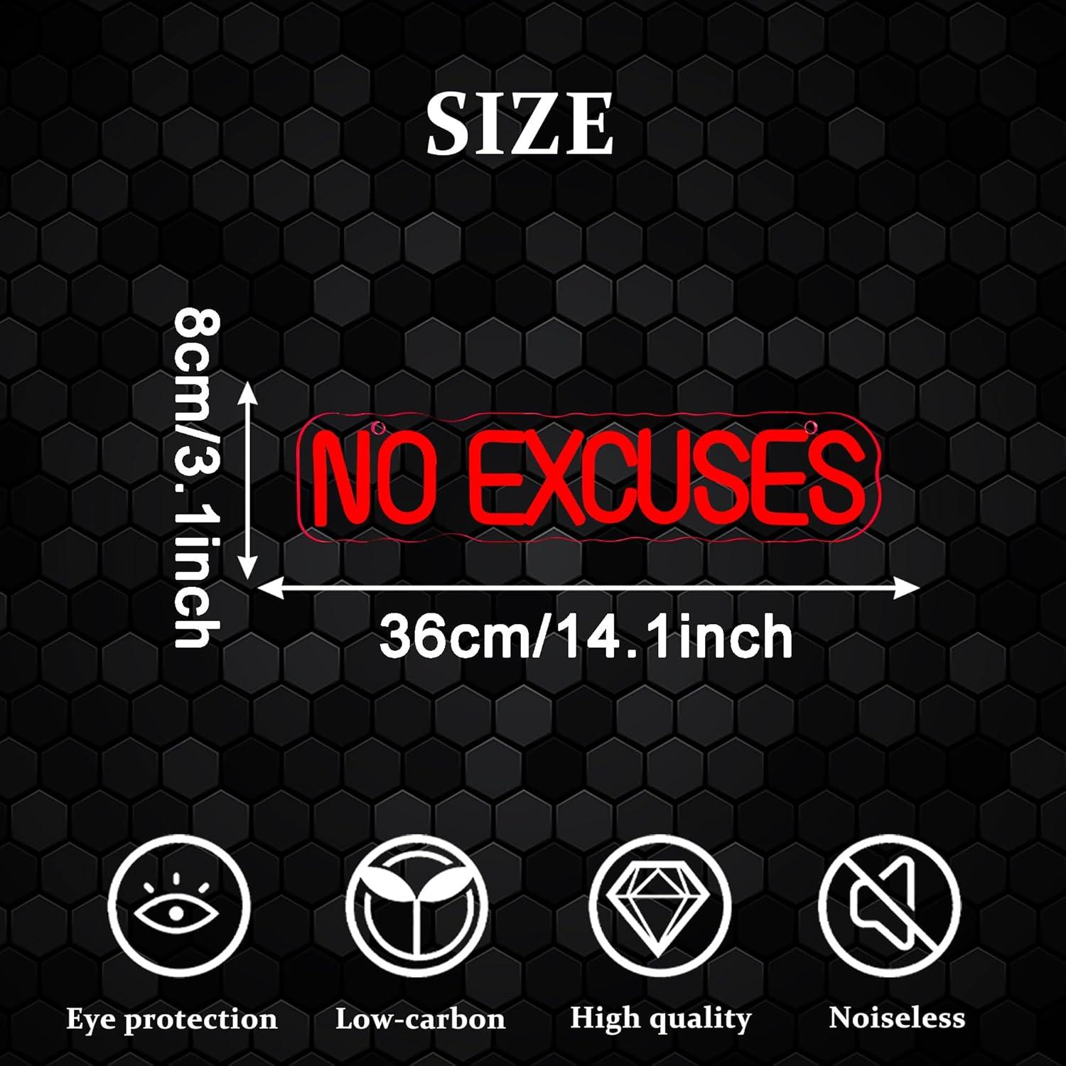 ป้ายไฟนีออน No Excuses พร้อมไฟ - Home Gym Neon Sign บทวิจารณ์และราคา