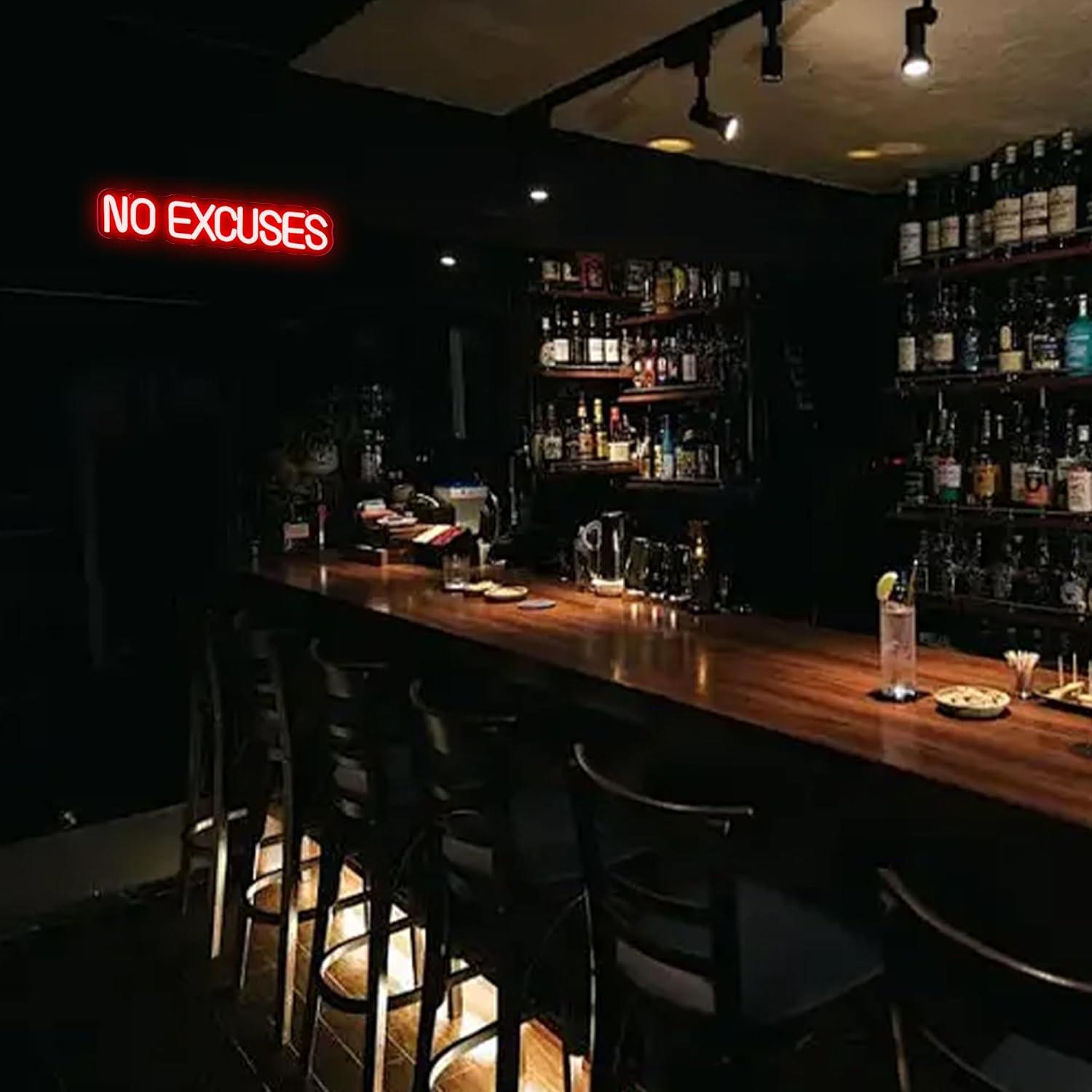 ป้ายไฟนีออน No Excuses พร้อมไฟ - Home Gym Neon Sign บทวิจารณ์และราคา